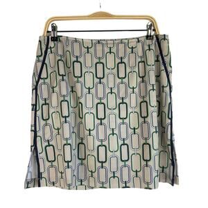 Golftini Let Go Retro Golf Skort Mini Skirt Women 8 Green Geometric Pickleball